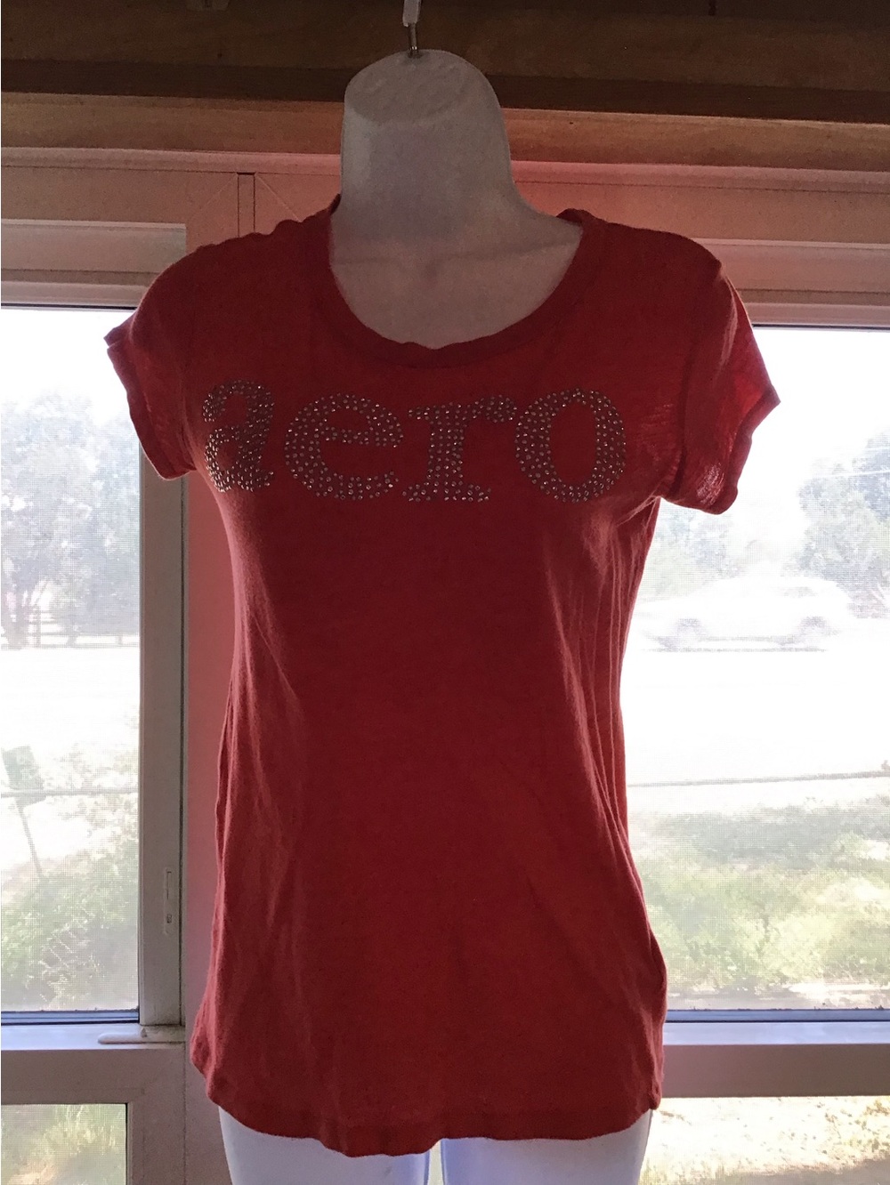Aeropostale corral colored rhinestone tshirt